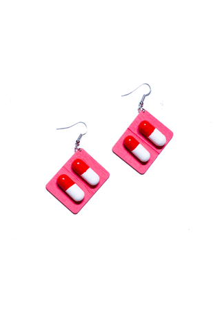pink capsule pill earrings – Trash Queen