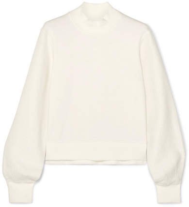 Sherie Cropped Terry-paneled Cotton-jersey Sweatshirt - White