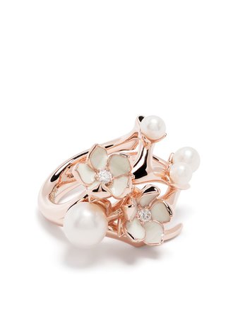 Shaun Leane Cherry Blossom Diamond Pearl Flower Ring - Farfetch