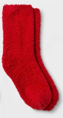 red cozy socks