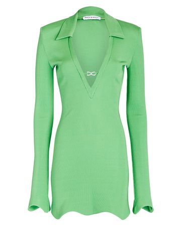MACH & MACH Mini Shirt Dress In Green | INTERMIX®