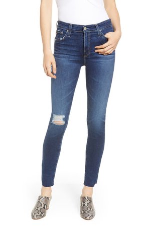 AG The Farrah High Waist Raw Hem Ankle Skinny Jeans (12 Years Blue Cloud) (Nordstrom Exclusive) | Nordstrom