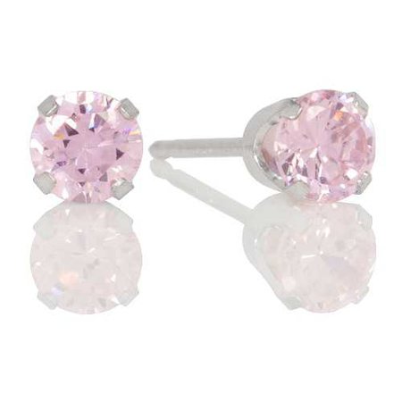 14kt White Gold 4mm Pink Ice CZ