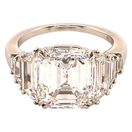 Harry Winston GIA Certified 4.63 Carat Emerald Cut Diamond Ring in Platinum 950 For Sale at 1stdibs