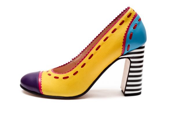 Yellow color block heels - Official Milenika shoes on line boutique