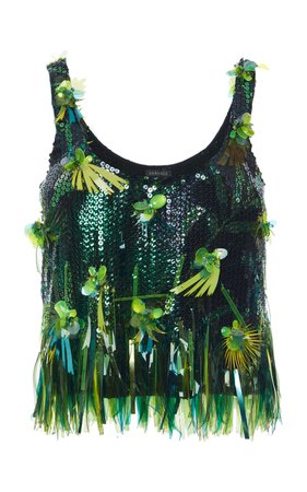 Floral Embellished Sequined Top by Versace | Moda Operandi