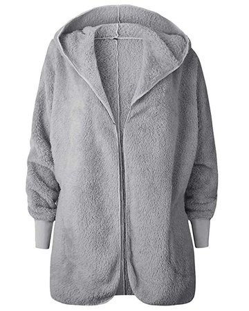 Womens Open Front Loose Hooded Fleece Sherpa Jacket Cardigan Coat for Winter at Amazon Women’s Clothing store: