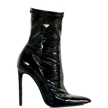 *clipped by @luci-her* Black Patent High Heel Ankle Boots