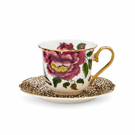 Spode Creatures of Curiosity Leopard Teacup and Saucer (White/Leopard)
