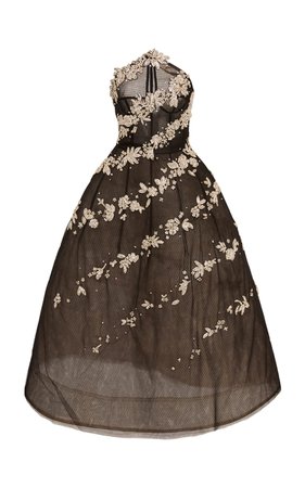 Floral Embroidered Tulle Gown by Oscar de la Renta | Moda Operandi