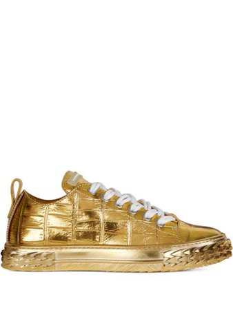 Giuseppe Zanotti Metallic croco-embossed Sneakers - Farfetch