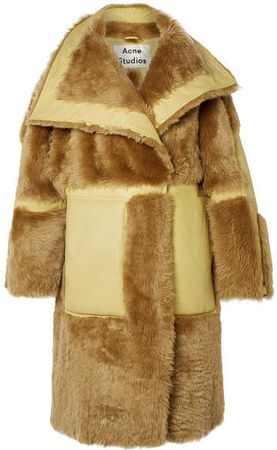 Luelle Oversized Paneled Shearling And Leather Coat - Tan