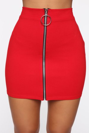 Feeling Exposed Mini Skirt - Red