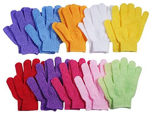 Amazon.com : 10 Pairs Exfoliating Bath Gloves, Made of 100% NYLON, 10 Different Colors Double Sided Exfoliating Gloves for Beauty Spa Massage Skin Shower Scrubber Bathing Accessories. : Beauty