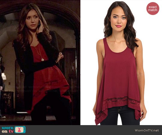 WornOnTV: Elena’s red top with lace stripe hem on The Vampire Diaries | Nina Dobrev | Clothes and Wardrobe from TV