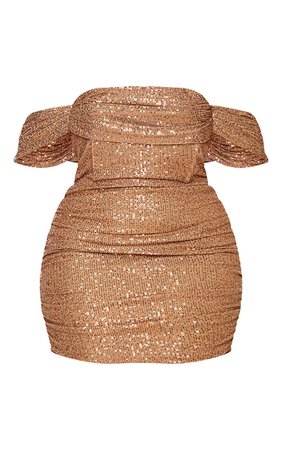 Plus Burgundy Sequin Bardot Bodycon Dress | PrettyLittleThing USA