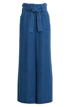 Faherty Cypress Paperbag Waist Linen Chambray Pants | Nordstrom