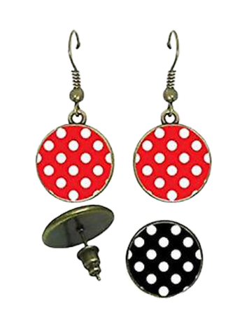 red and black polka dot earrings
