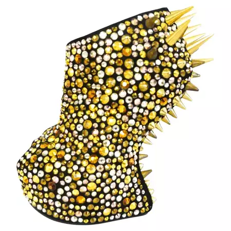 Giuseppe Zanotti Crystal and Spike Maxi Wedge Booties Boots For Sale at 1stDibs