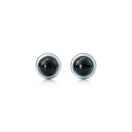 Elsa Peretti™ Color by the Yard earrings in sterling silver with black jade. | Tiffany & Co.