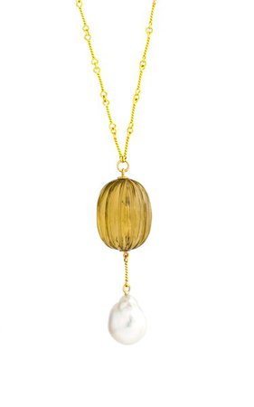 One Of A Kind Antique Citrine & Pearl Necklace By Haute Victoire | Moda Operandi