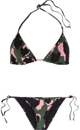 Printed Triangle Bikini - Army green