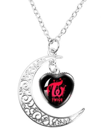 Black hearted and Twice red logo with chain