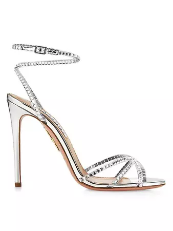 Shop Aquazzura Dance Crystal-Embellished High-Heel Sandals | Saks Fifth Avenue