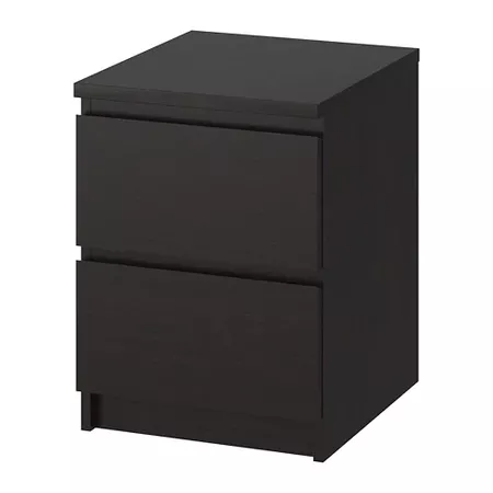MALM 2-drawer chest - black-brown - IKEA