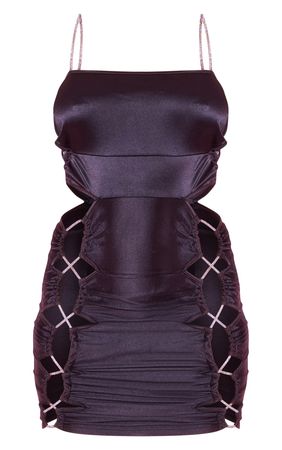 Black Glitter Trim Lace Up Side Bodycon Dress | PrettyLittleThing USA