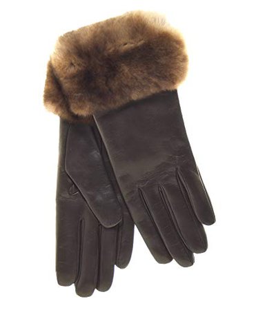 Fratelli Orsini Italian Orylag Rabbit Fur Cuff Cashmere Lined Leather Gloves