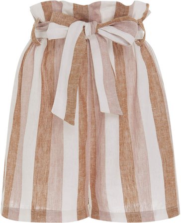 Porto Linen-Blend Paperbag Shorts