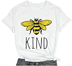 Bee Kind T Shirts Women Funny Inspirational Teacher Fall Tees Tops Cute Graphic Blessed Shirt Blouse Size XL (Yellow) at Amazon Women’s Clothing store