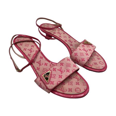Louis Vuitton Sandals Heels 38 / 5 LV Monogram Logo Pink - Etsy Australia