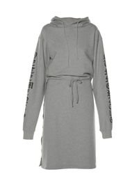 Vetements Hooded Wrap-detail Sweatshirt Dress in Gray - Lyst