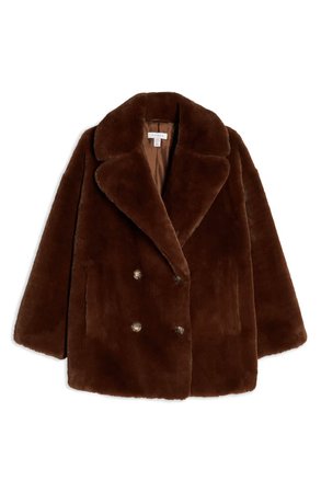 Topshop Ally Faux Fur Double Breasted Jacket