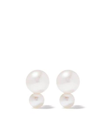 Mizuki 14Kt Gold Double Pearl Earrings SBE240 | Farfetch