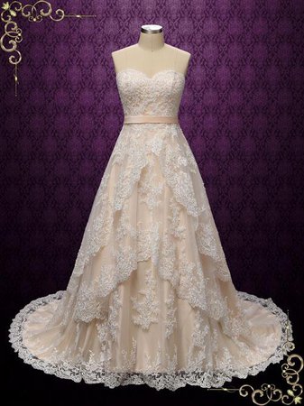 Strapless Champagne wedding dress