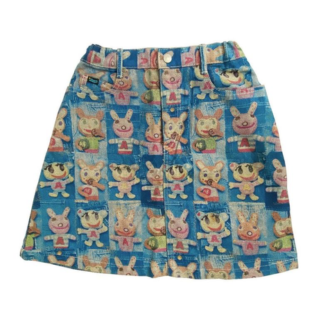 blue patchwork bunny skirt
