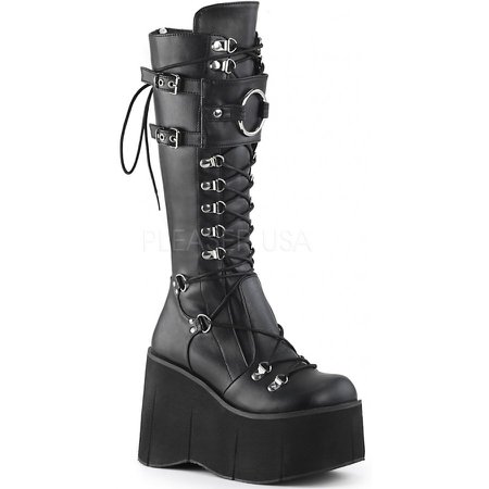black knee high platform boots