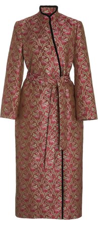 Markarian Velvet-Trimmed Brocade Coat