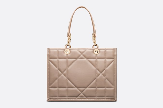 Medium Dior Essential Tote Bag Hazelnut Archicannage Calfskin | DIOR