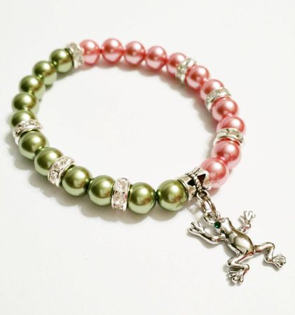 pink & green cute frog bracelet