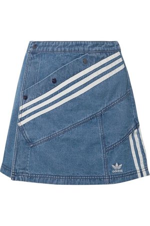 ADIDAS ORIGINALS Daniëlle Cathari Snap-Embellished Patchwork Denim Mini Skirt in Blue farfetch