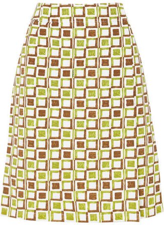 Printed Cotton Skirt - Green