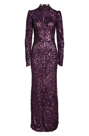 Mac Duggal High Neck Sequin Gown with Train | Nordstrom