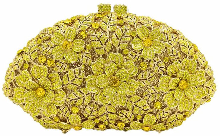 Dazzling Flower Women Yellow Crystal Clutch Evening Bag Wedding Party Diamond Handbag and Purse: Handbags: Amazon.com