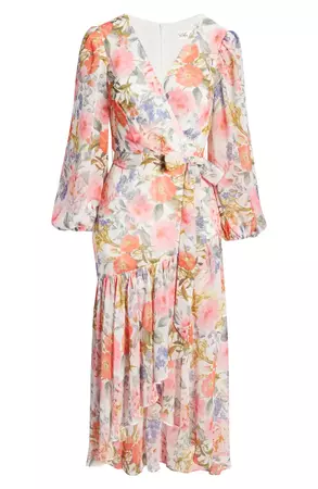 Eliza J Floral Print Tiered Ruffle High-Low Dress | Nordstrom