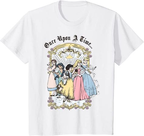 Amazon.com: Disney Princess Once Upon A Time Vintage Cartoon T-Shirt, White, Small : Clothing, Shoes & Jewelry