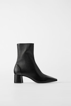 SOFT LEATHER HIGH HEELED ANKLE BOOTS | ZARA United States black